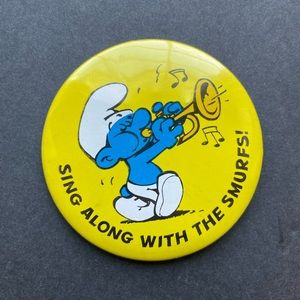 Vintage Smurf pin. Song Along With Me.